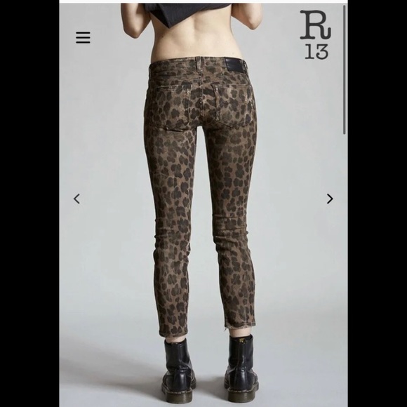 R13 Kate skinny leopard jeans. Size 25 $495 - Picture 3 of 10
